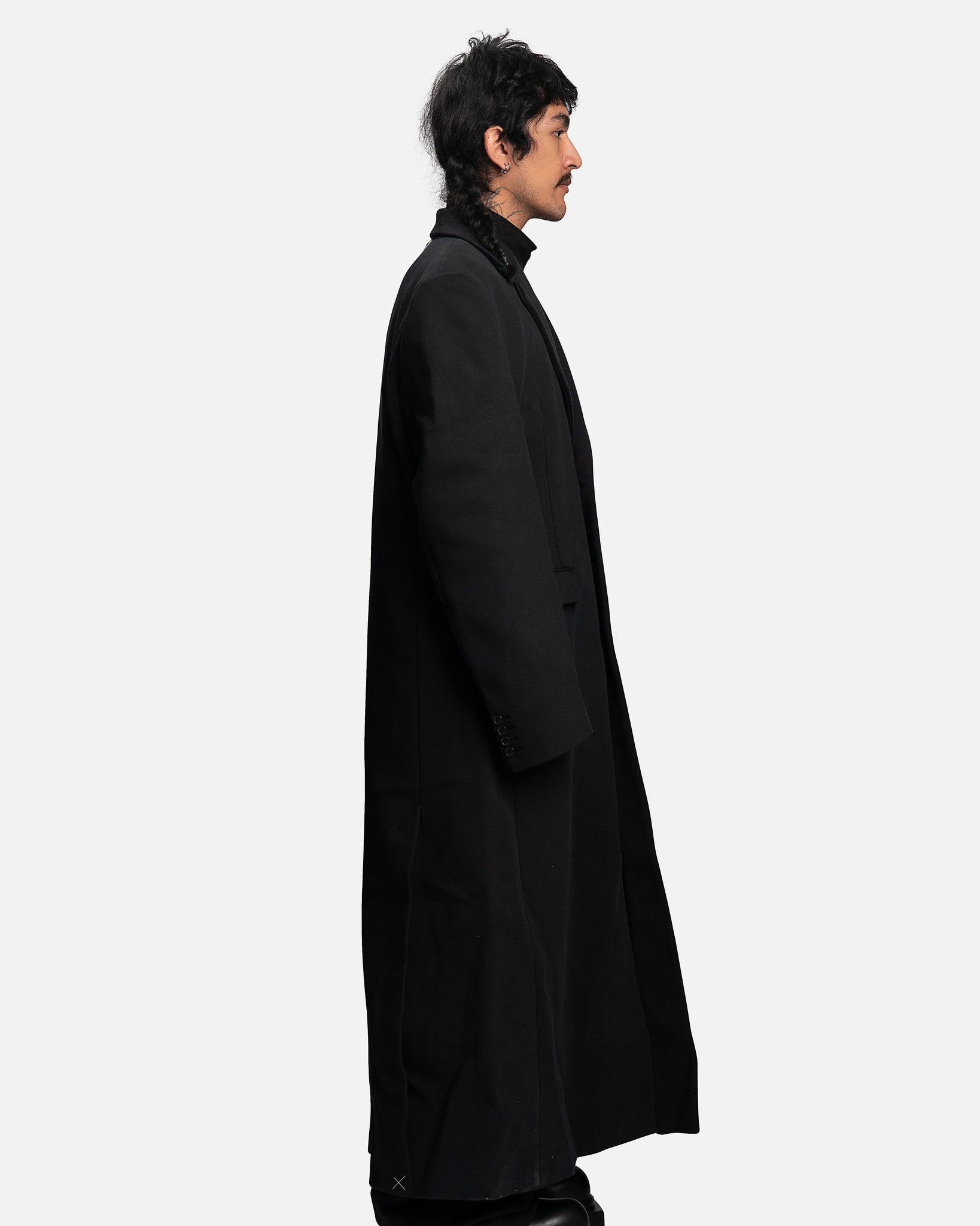 Boxy Single Breasted Molton Tailored Coat in Black