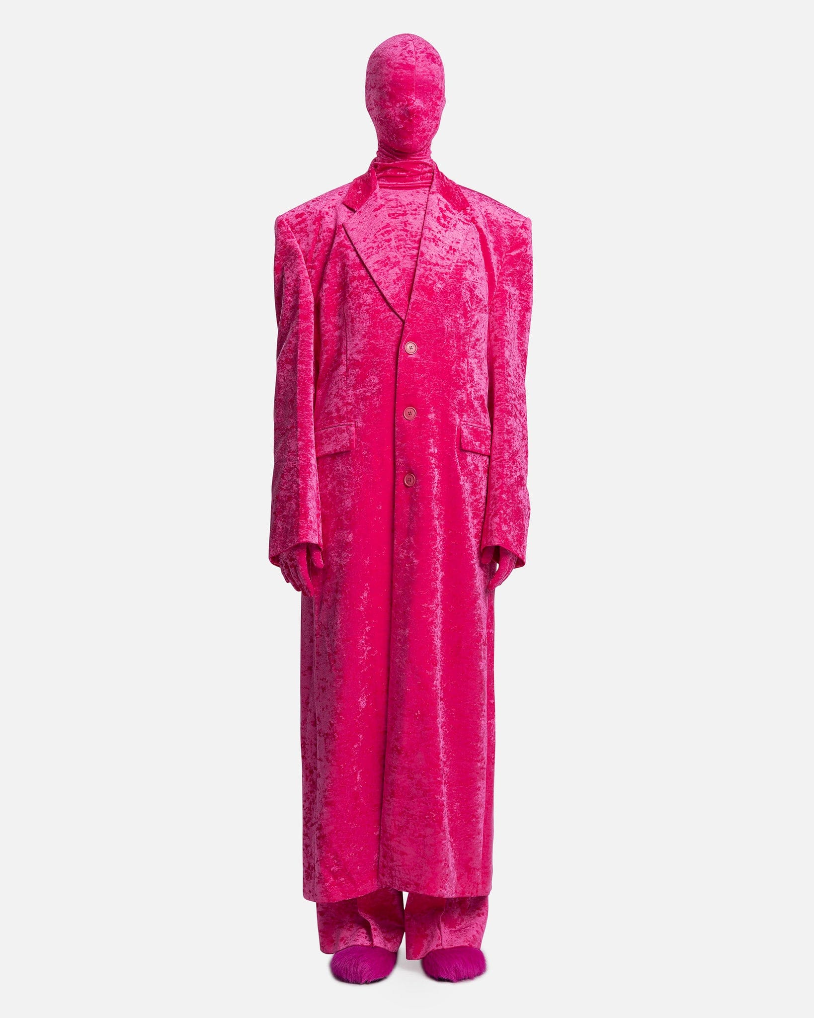 Boxy Single Breasted Velvet Tailored Coat in Pink