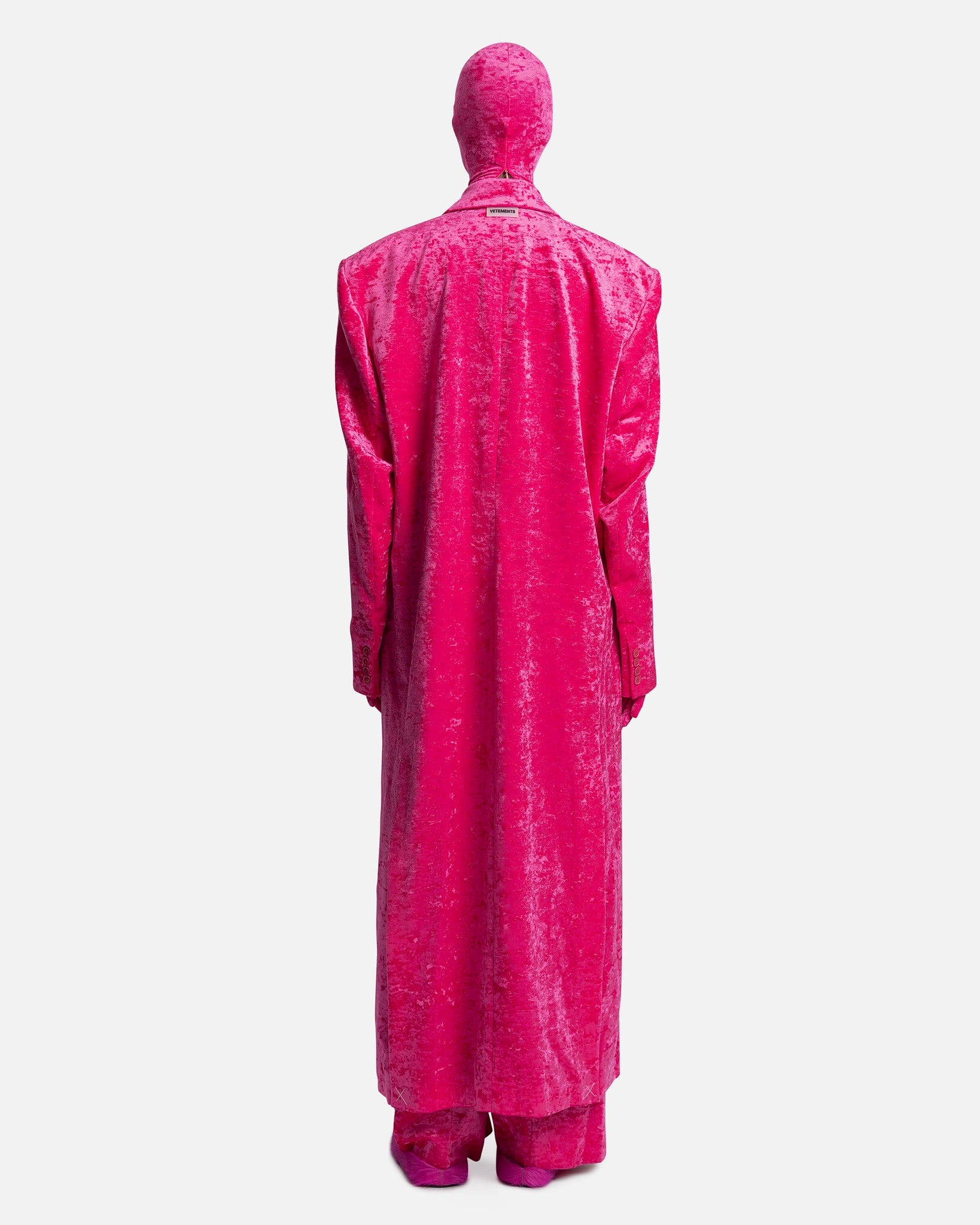 Boxy Single Breasted Velvet Tailored Coat in Pink