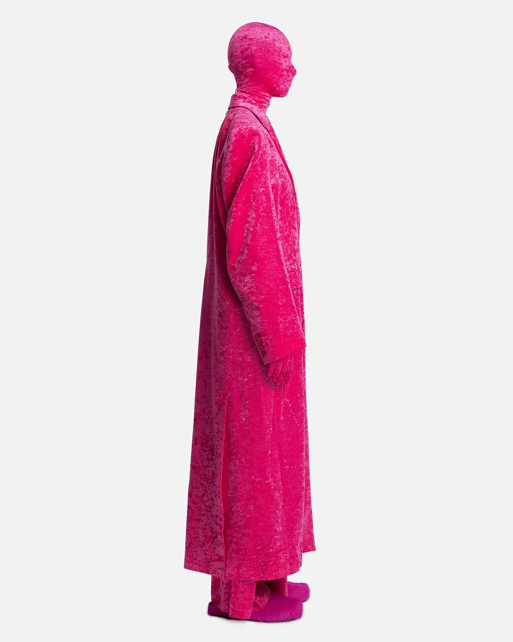 Boxy Single Breasted Velvet Tailored Coat in Pink