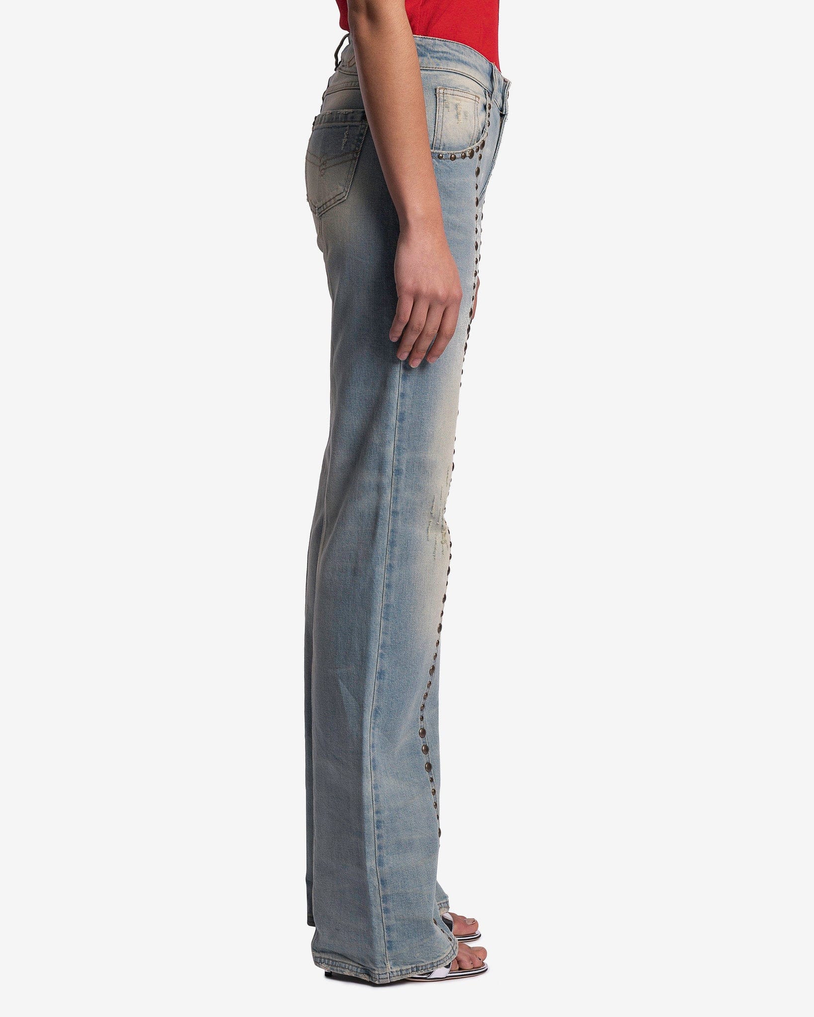 Boyfriend Jeans with Studs in Blue