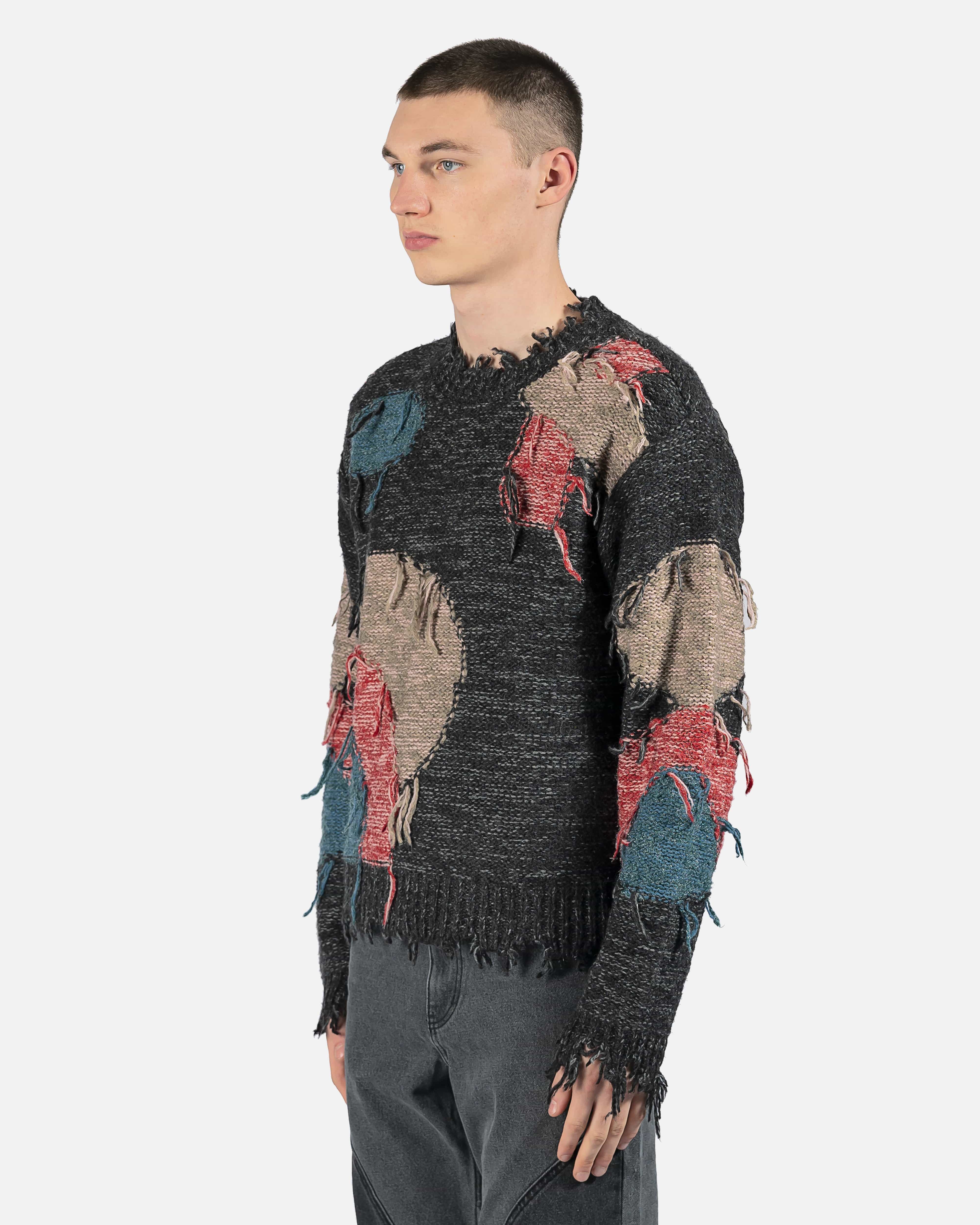 Bruce Intarsia Crewneck Sweater in Black