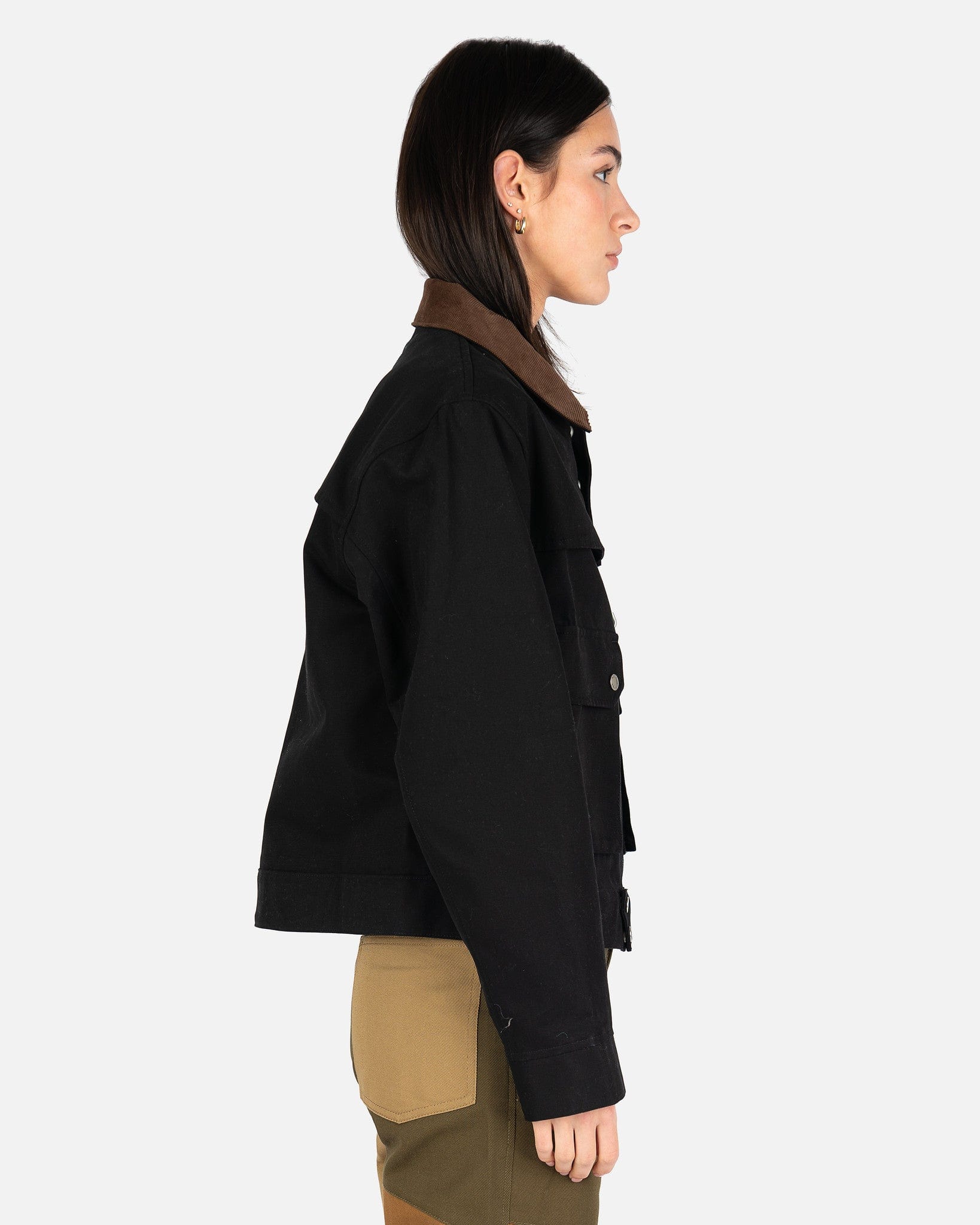 Brushed Cotton Canvas Work Jacket in Black