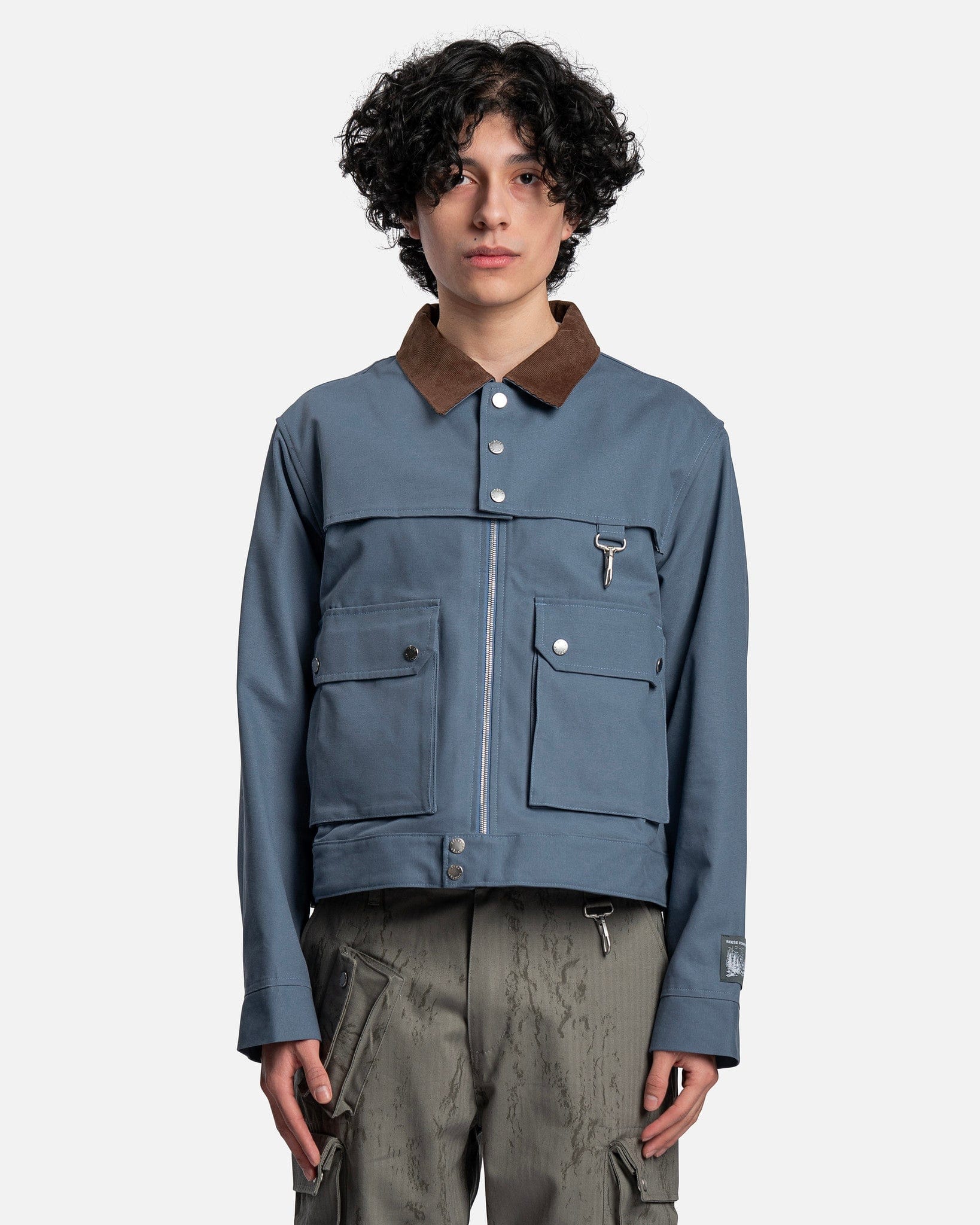 Brushed Cotton Canvas Work Jacket in Slate