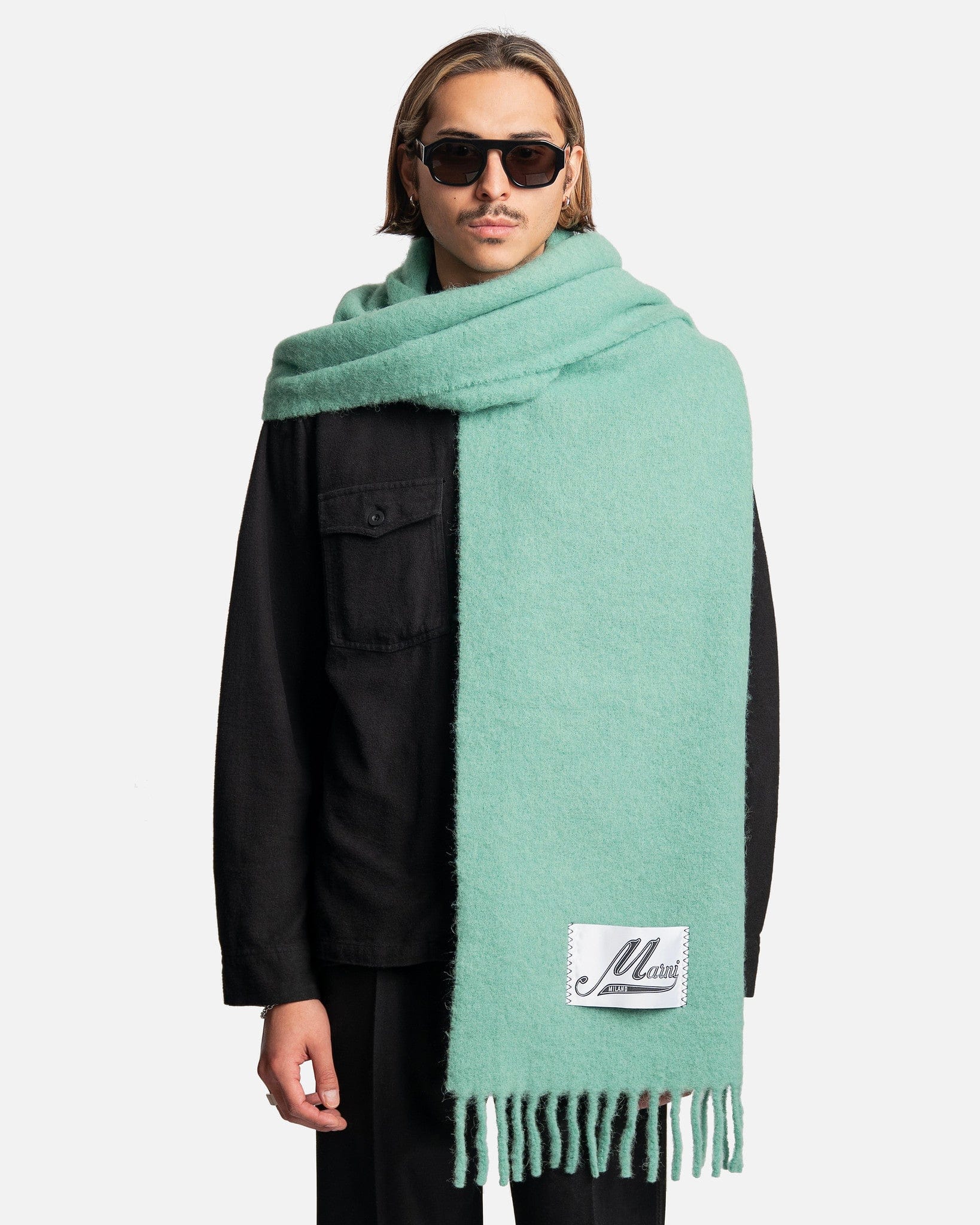 Brushed Wool Scarf in Spring Green