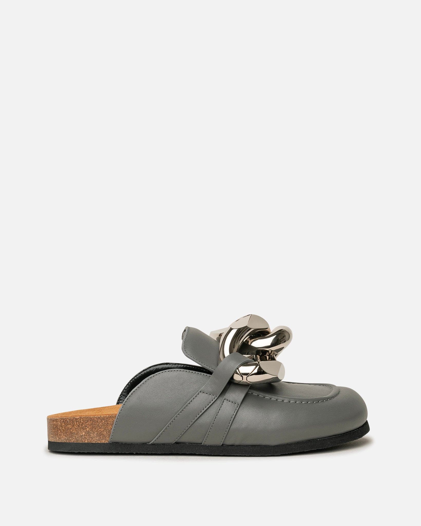 Calf Chain Loafer in Medium Grey