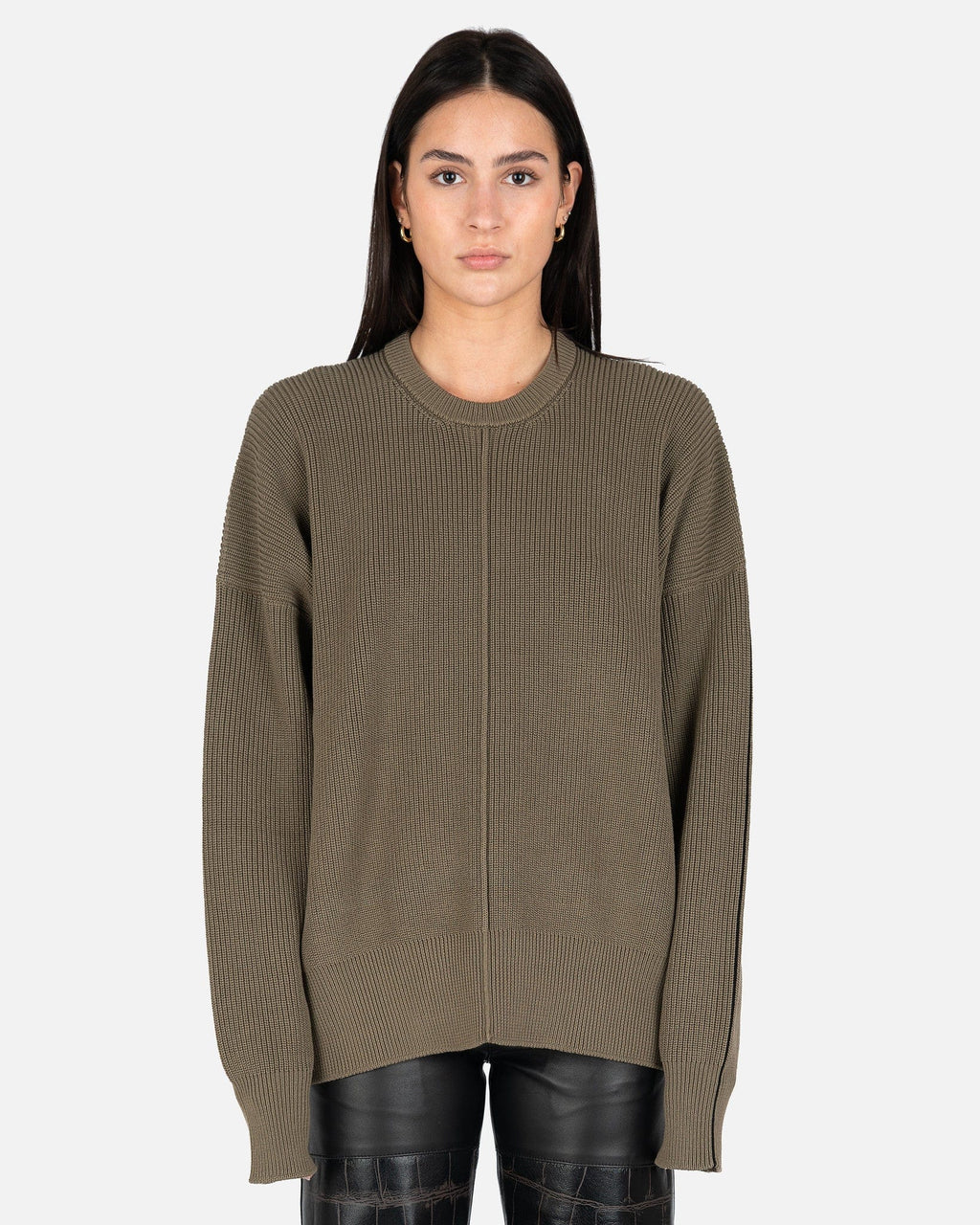 Cut Out Crew Neck Sweater in Olive – SVRN