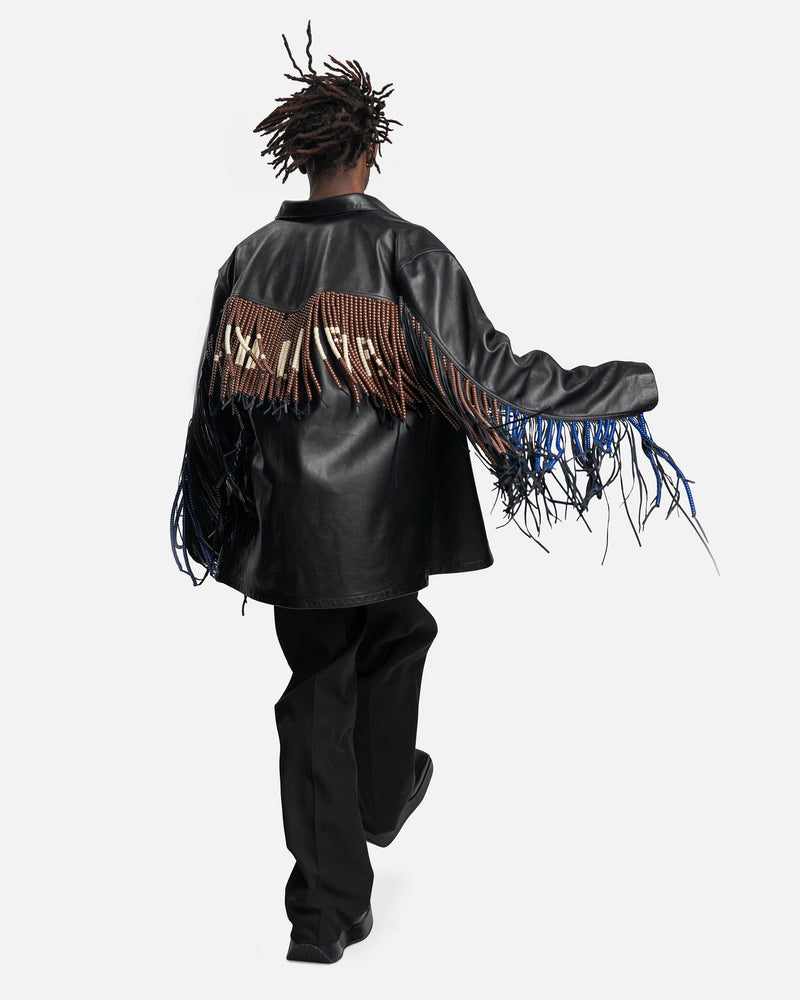 Fringed Leather Shirt No War Beading in Black Leather – SVRN