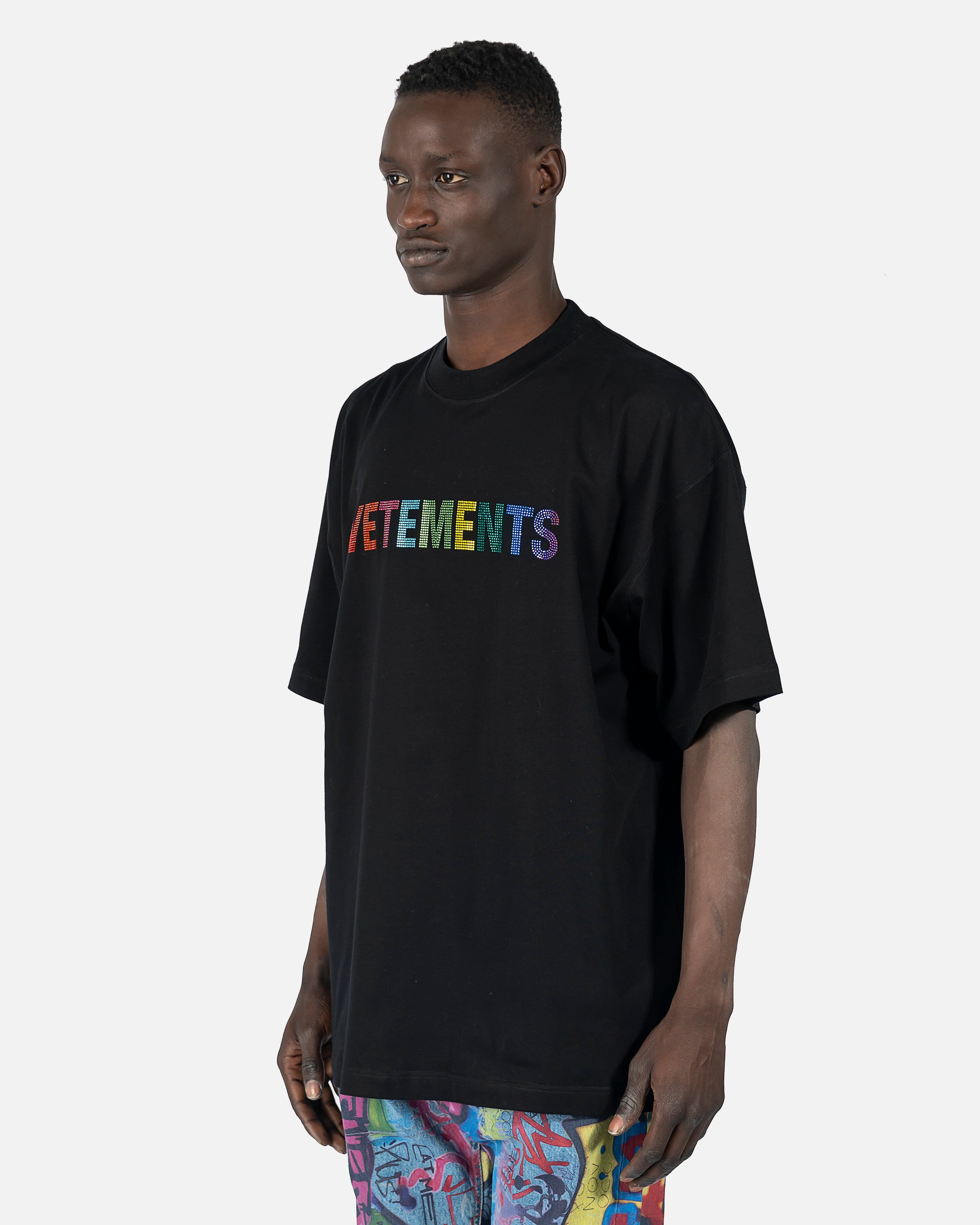 Multicolor Crystal Logo T-Shirt in Black