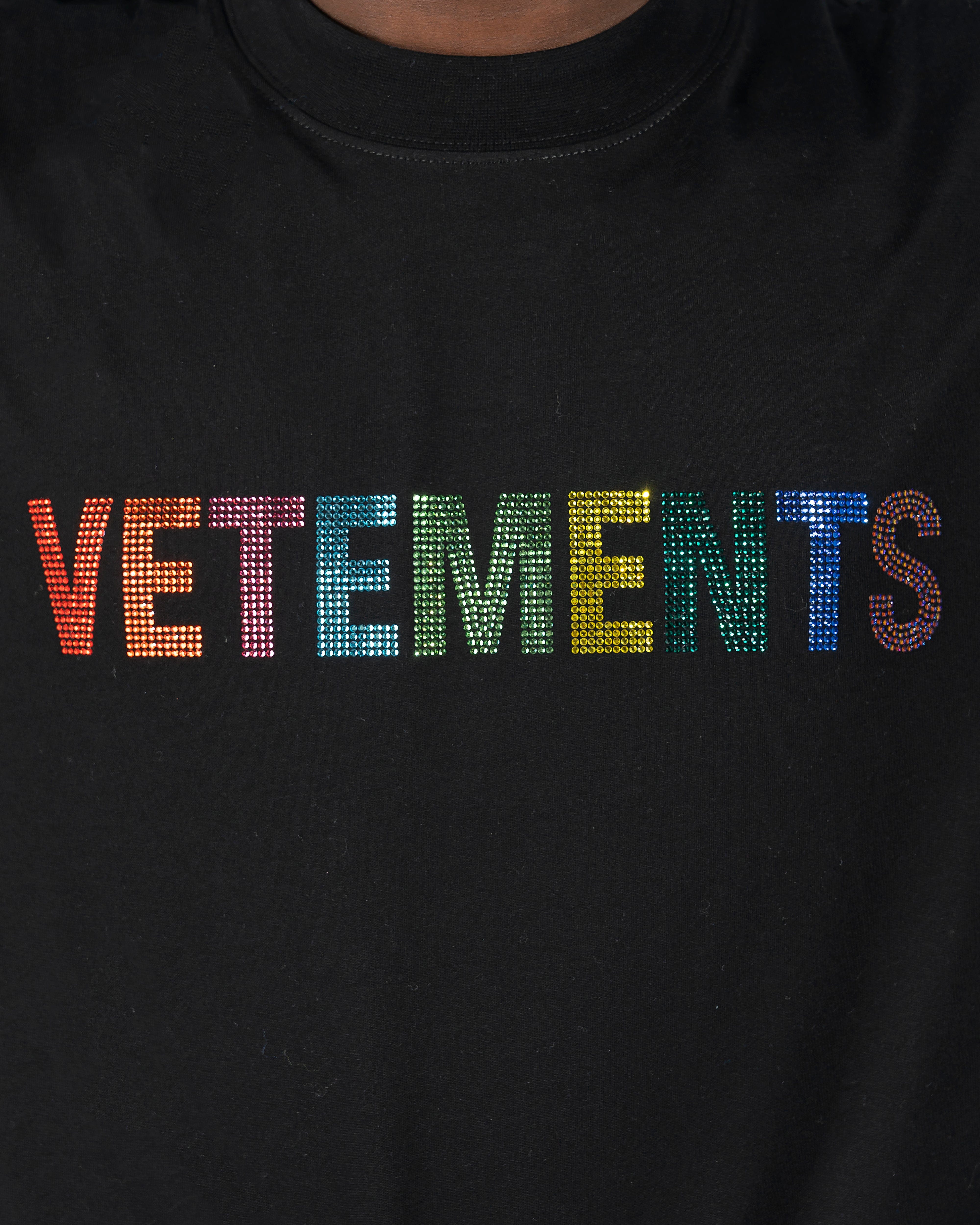 Multicolor Crystal Logo T-Shirt in Black – SVRN