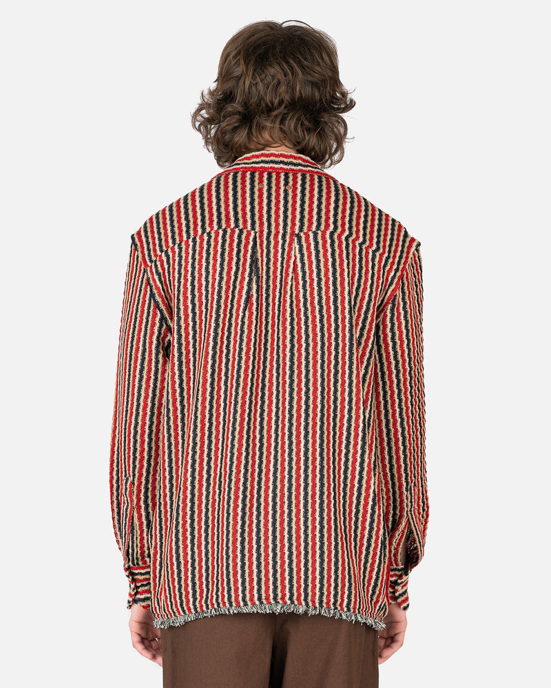 Stripe Open Collar Shirt in Red – SVRN