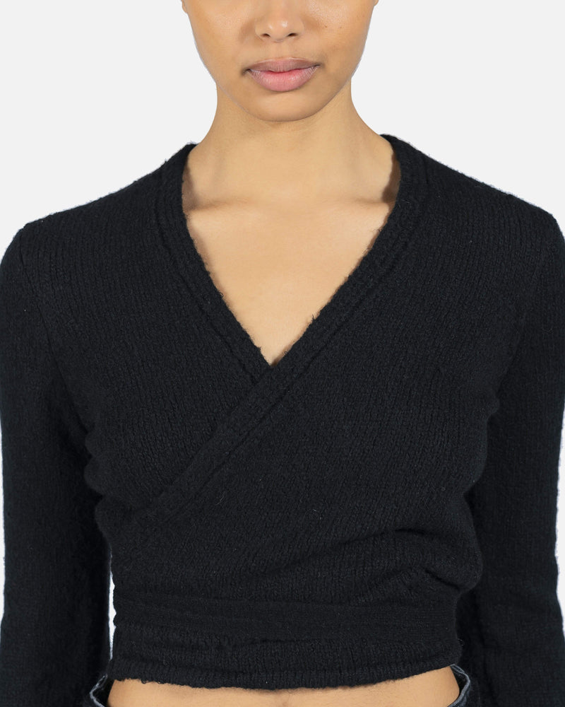 Wrap Knit Top in Black SVRN