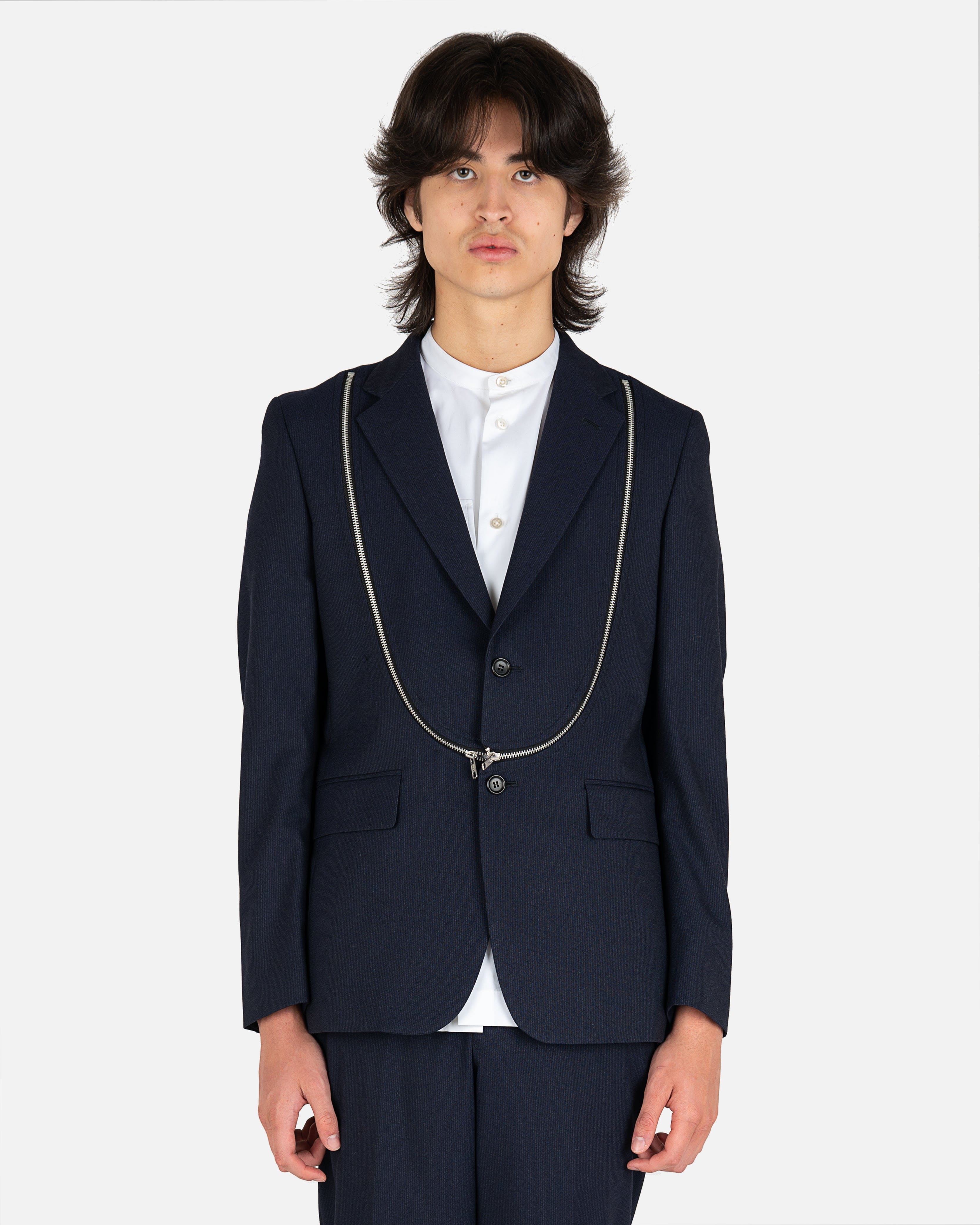 Zipped Detailed Blazer in Navy