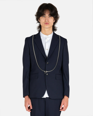 Zipped Detailed Blazer in Navy – SVRN