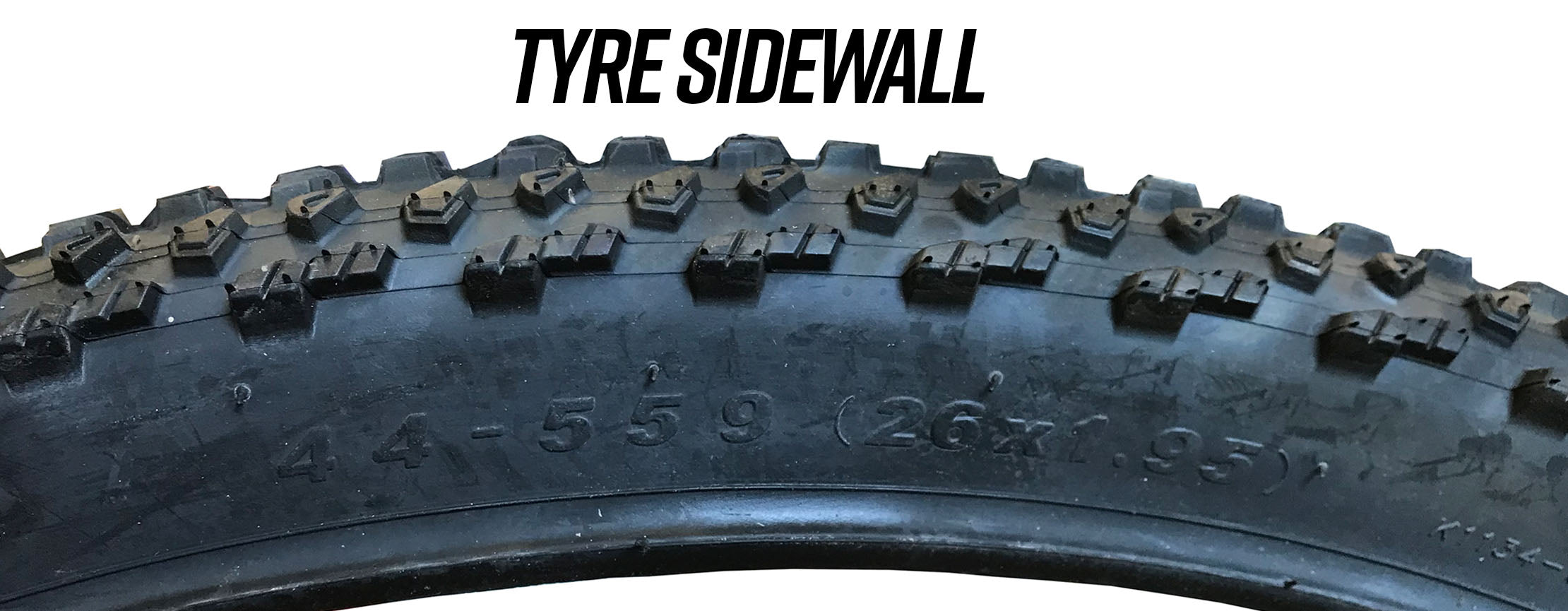 Bike tyre side wall showing bike tyre sizes