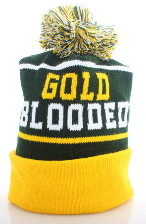 green and gold beanie