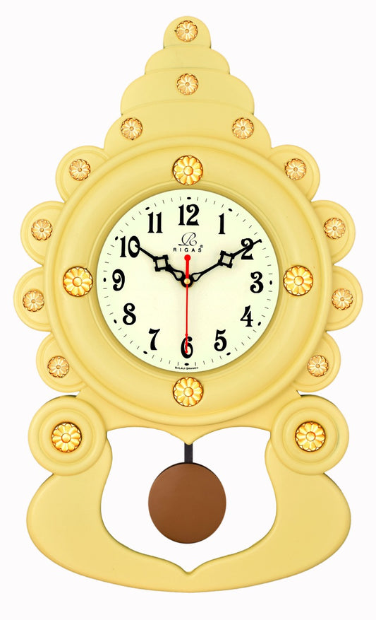 Small Wooden colored , Hut Shaped Pendulum Clock – Eleven55