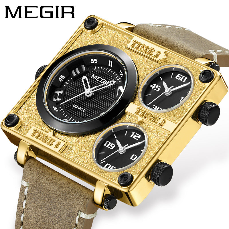 mens watch leather band square face