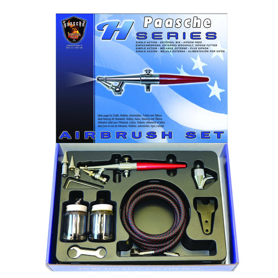 Paasche Airbrush TG-300R Double Action Gravity Feed Airbrush Set &  Compressor w/ Tank