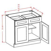 Edgeline White- Double Door Double Drawer Base