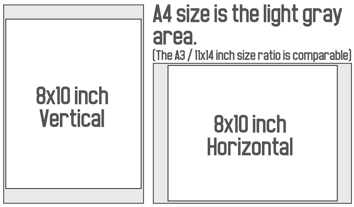 A4 and 8x10, A4 and 11x14 comparison