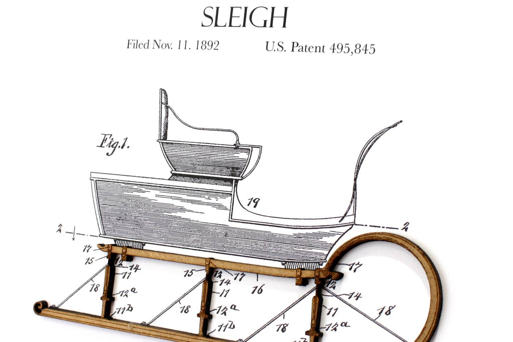Christmas Decor, Snow Sleigh Patent Art