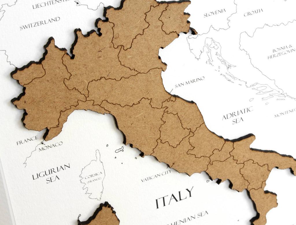 custom map of Italy, laser cut wood