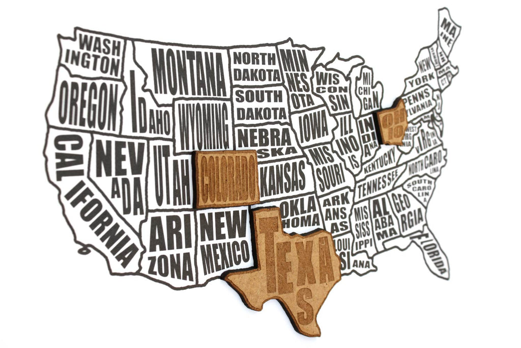 Custom US States wood map