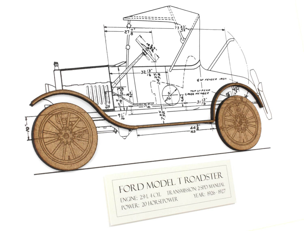 Ford Model T Roadster blueprint art, automotive gift