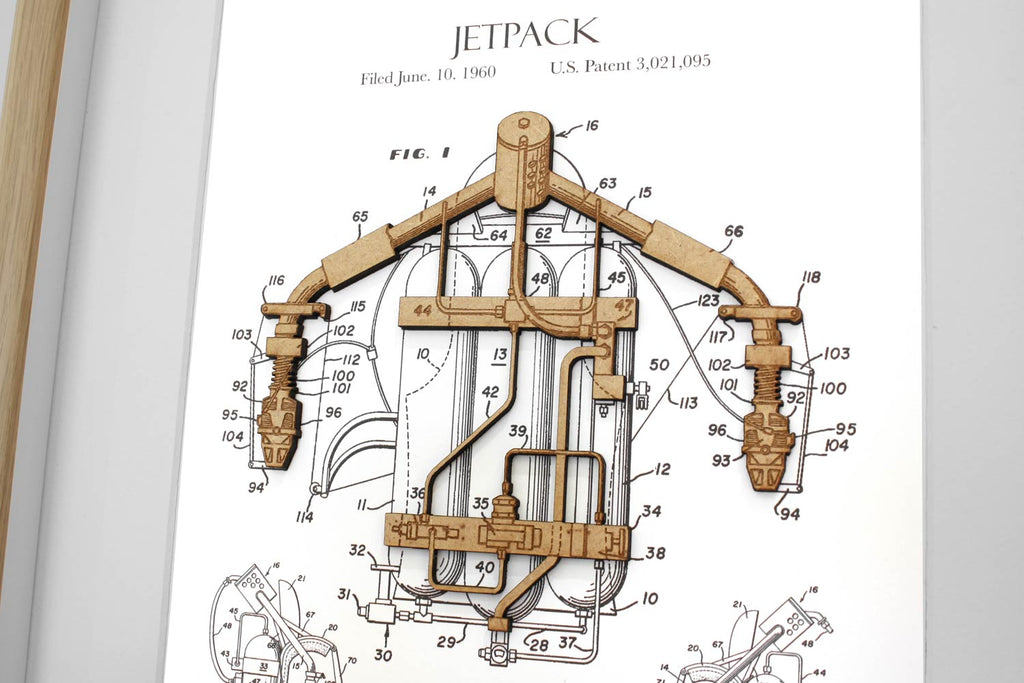 Jetpack patent art, Science Gift Home Decor