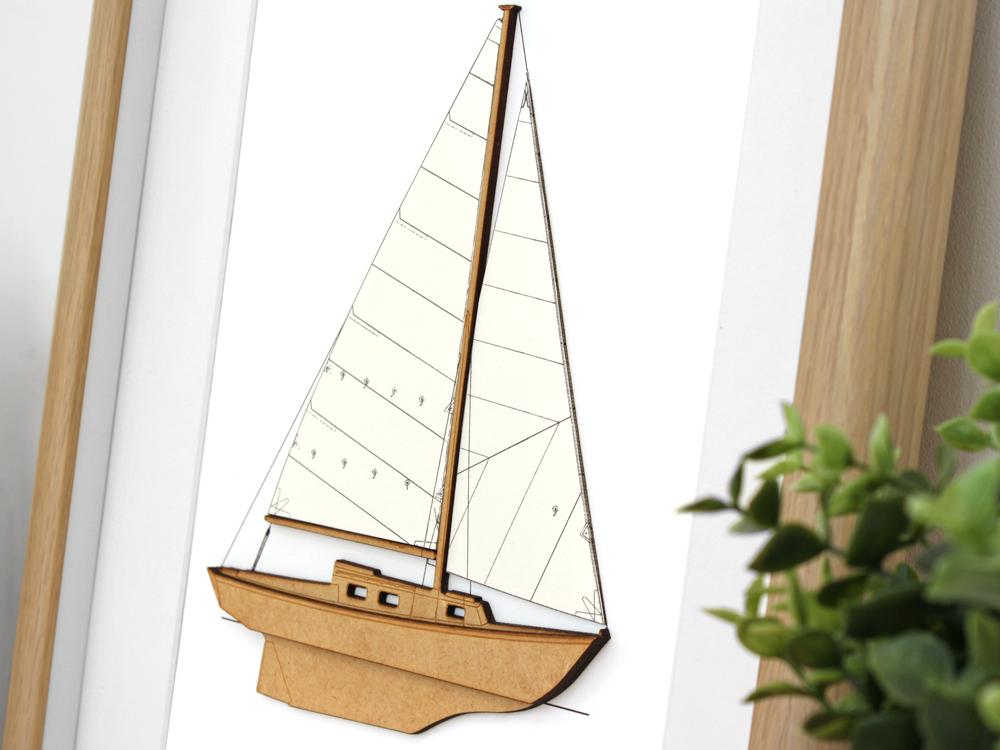wooden sailboat wall art