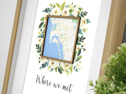 Couple Coordinates Map- Photo Frame – CMG – Fits 8×8 Picture