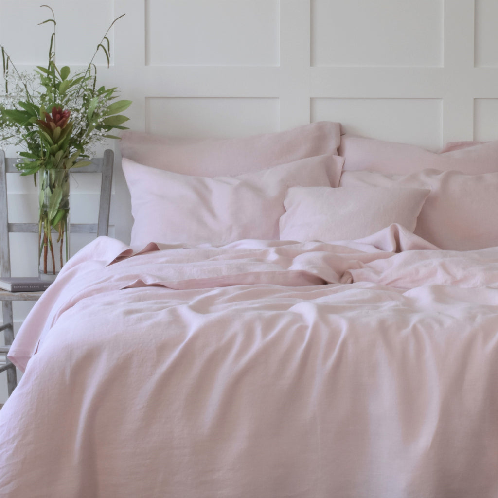 100 Linen Bedding Linen Duvet Cover Sets Chalk Pink Linen Company