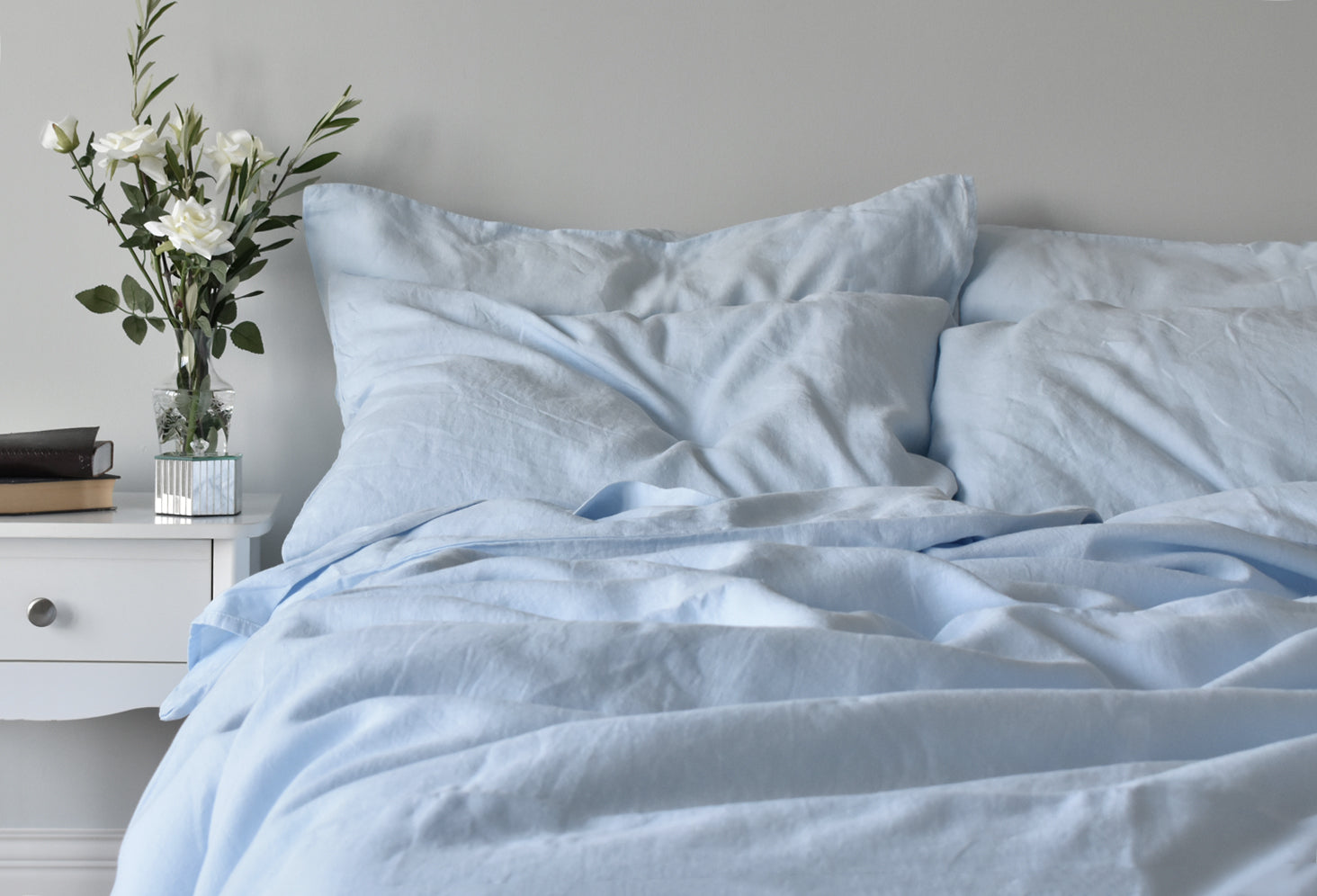 Whisper Blue Linen Bedding Light Blue Natural Linen Duvet Sets