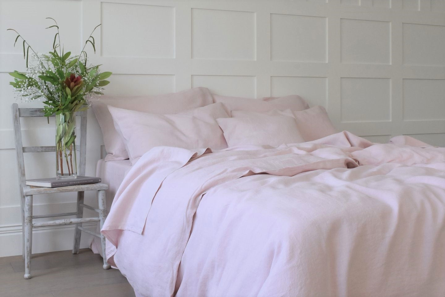 Soft 100 Linen Duvet Cover Sets Chalk Pink Linen Company
