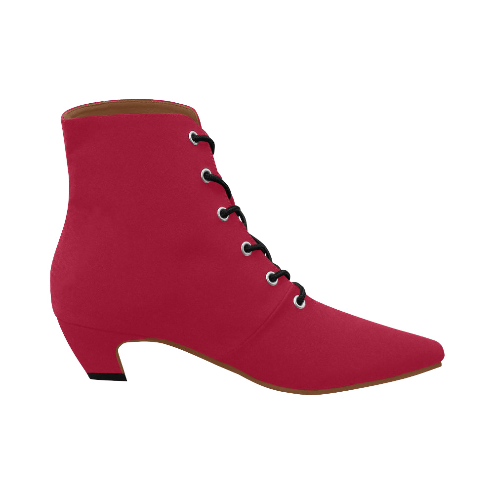 low heel red booties