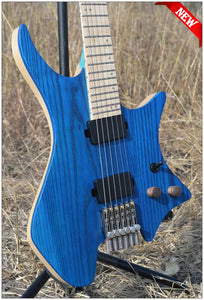 2018 New NK Headless guitar Fanned Fret guitars style Model Blue Color Flame maple Neck Guitar