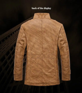 Men's Stand Collar Fur Thicken Jacket Waterproof Coat Men's Windbreak Leather Jacket Plus Size XS-6XL,6Colors