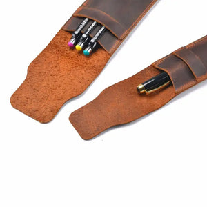 Handmade Genuine Leather Pen Bag Cowhide Pencil Bag Vintage Retro Style Accessories For Travel Journal Free Shipping BJB89