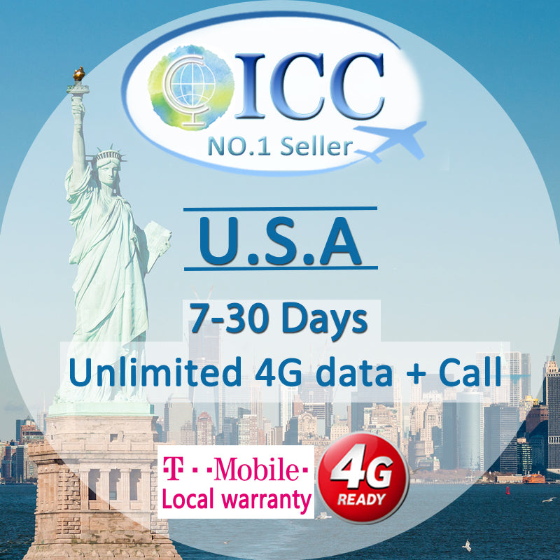 ICC SIM Card - USA 7-30 Days Unlimited 4G Data + Call ...