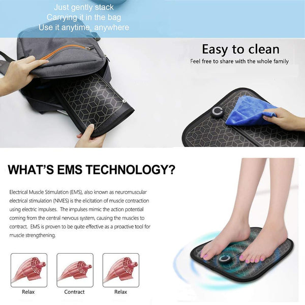 Electric EMS Foot Massager Feet Mat Electronic Wave Pad Machine Muscle Stimulator