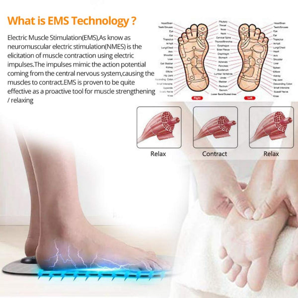 Electric EMS Foot Massager Feet Mat Electronic Wave Pad Machine Muscle Stimulator