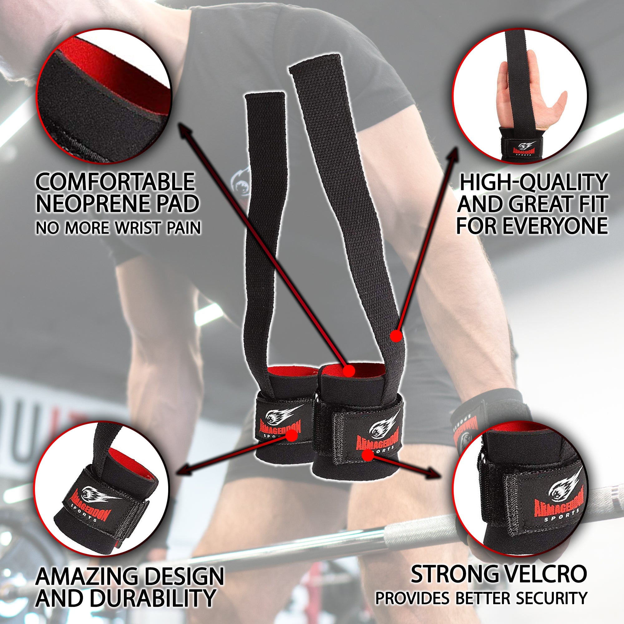 Lifting Workout Wrist Straps Support Armageddon Sports