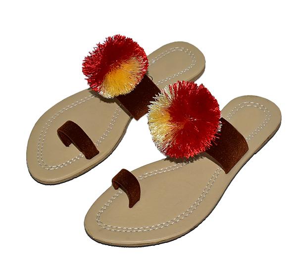 Flower Fur Ladies Chappal 