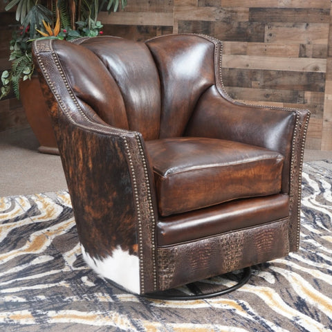 Fort Worth Cowhide Swivel Chair