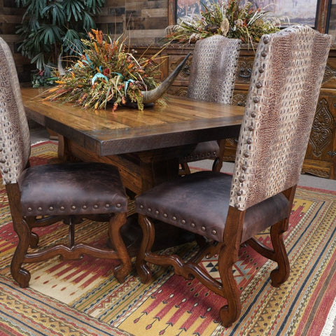 gator print dining chairs