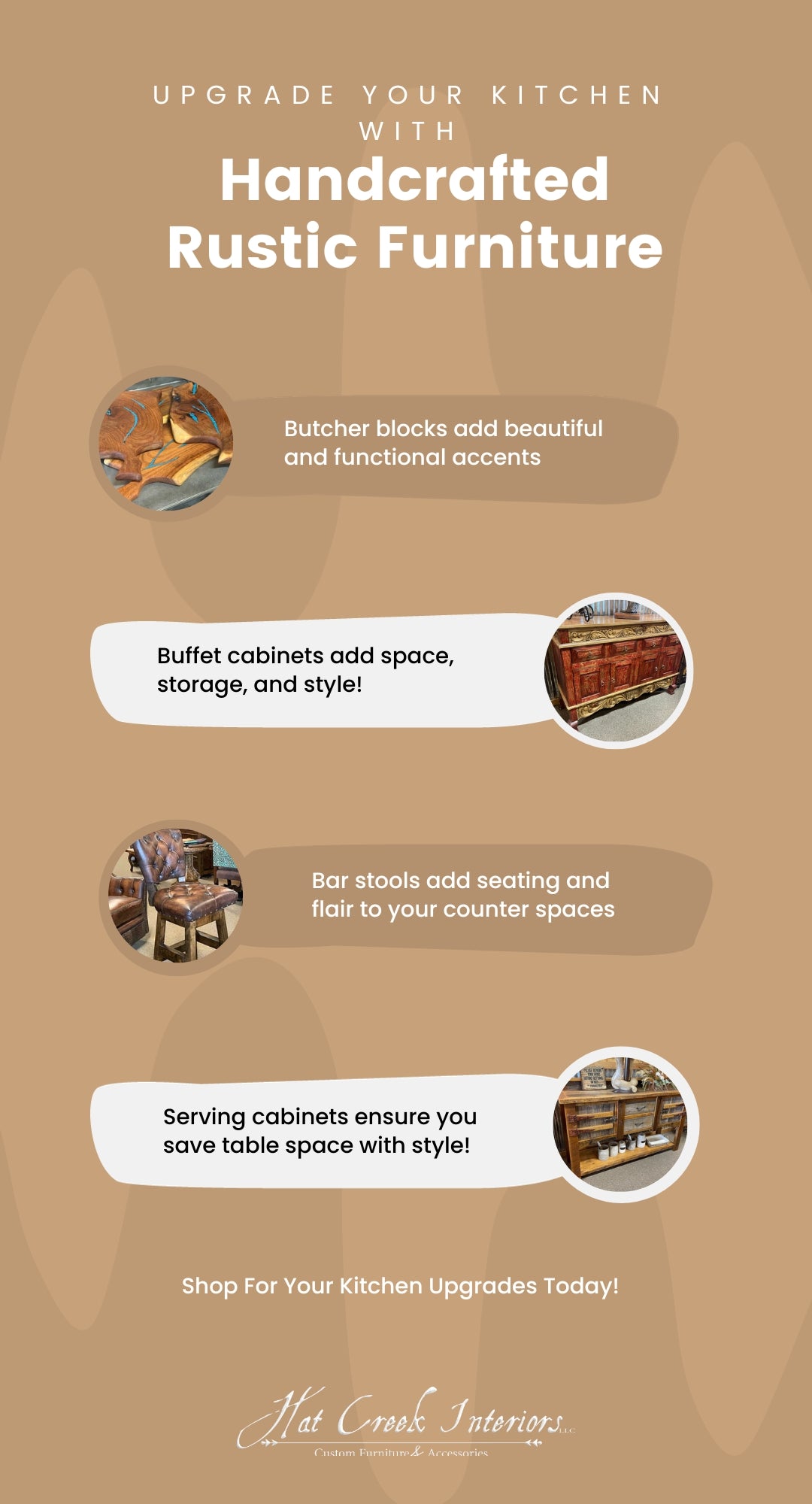 Upgrade Your Kitchen with Handcrafted Rustic Furniture Infographic
