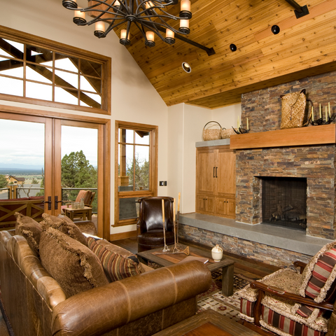 Rustic living room in cabin