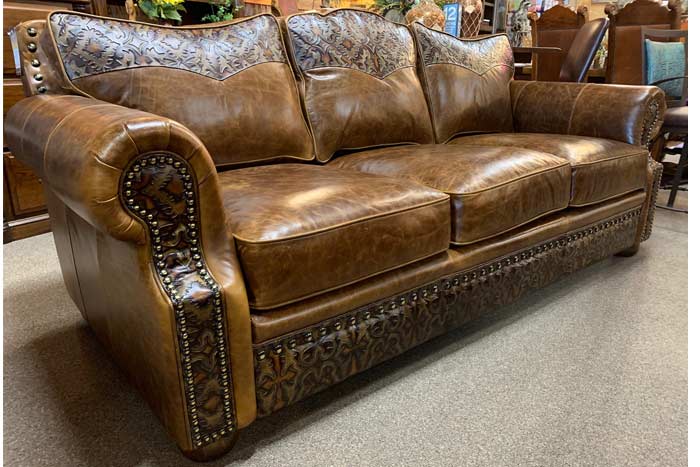 western rustic leather sofa