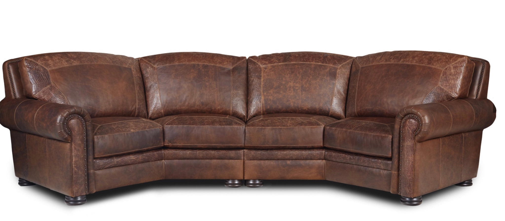 curved top grain leather sectional sofa